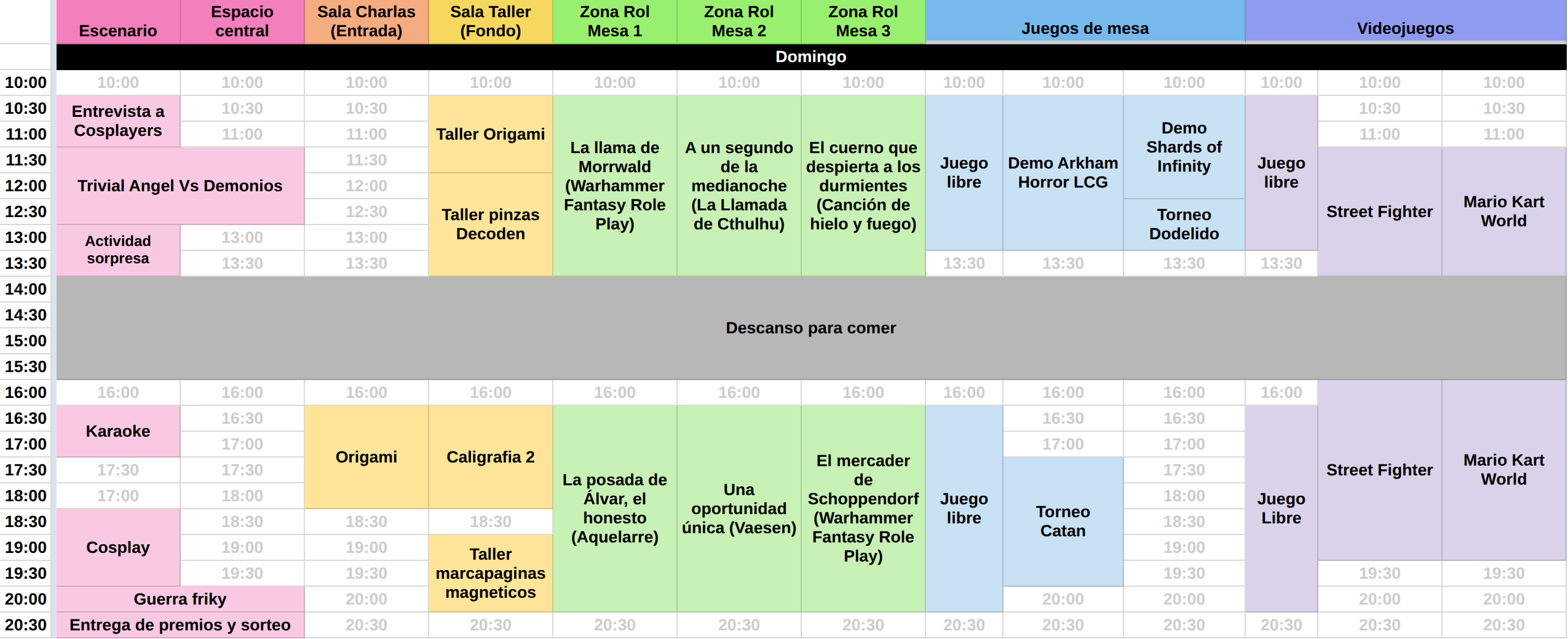 horario domingo